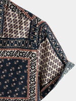 Men's Patchwork Print Short Sleeve Shirt