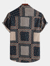 Men's Patchwork Print Short Sleeve Shirt