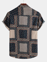 Men's Patchwork Print Short Sleeve Shirt