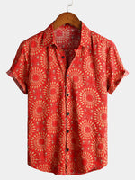 Men's Casual Retro Print Short Sleeve Shirt
