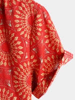 Men's Casual Retro Print Short Sleeve Shirt