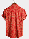 Men's Casual Retro Print Short Sleeve Shirt