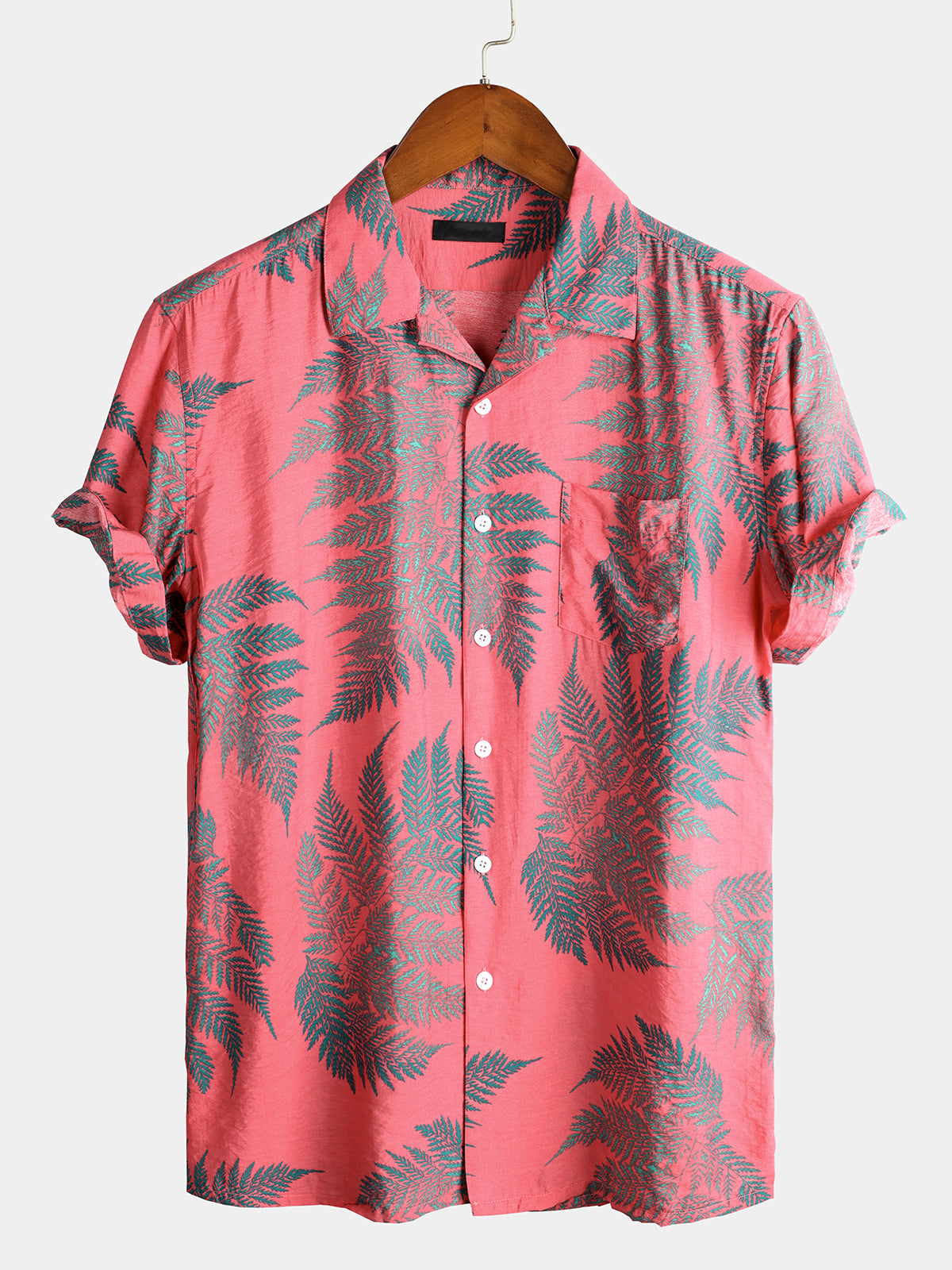 Men's Short Sleeve Chest Pocket Cotton Print Shirt