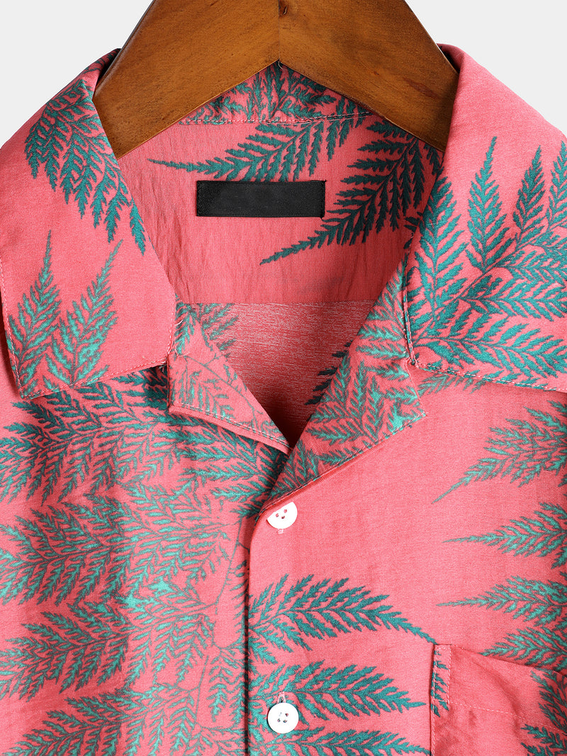 Men's Short Sleeve Chest Pocket Cotton Print Shirt