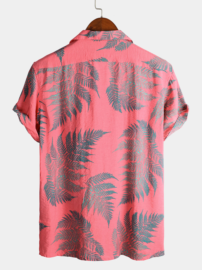 Men's Short Sleeve Chest Pocket Cotton Print Shirt