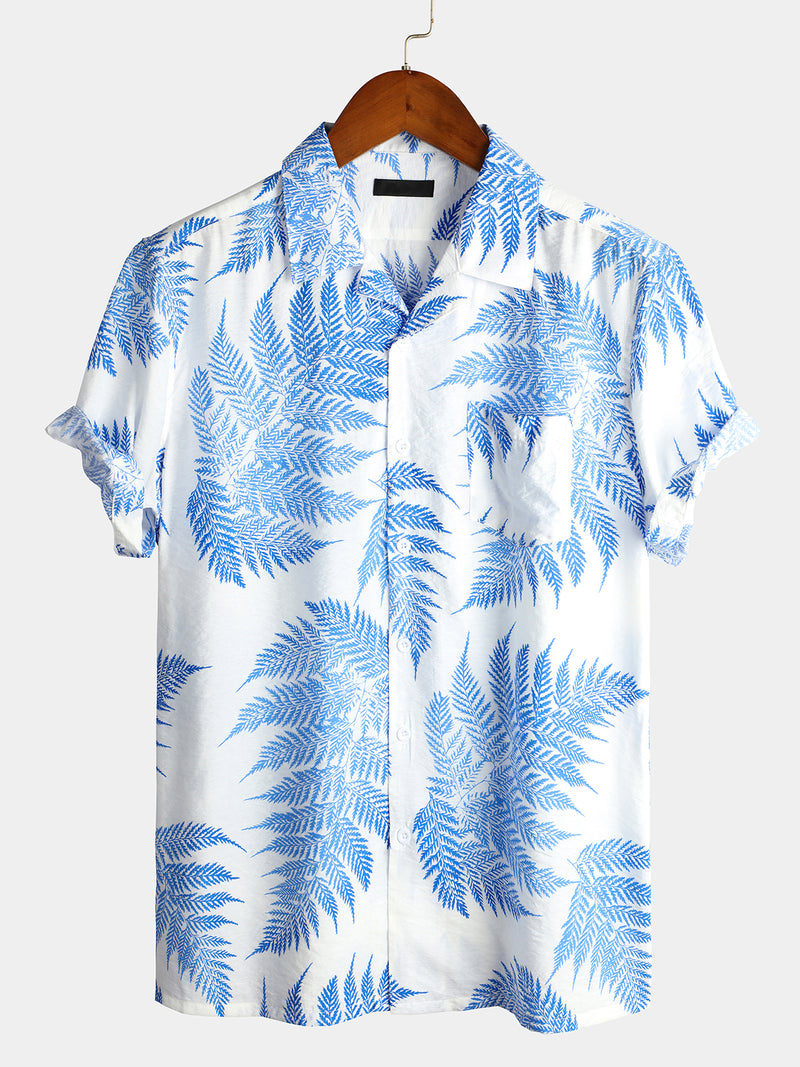 Men's Short Sleeve Chest Pocket Cotton Print Shirt
