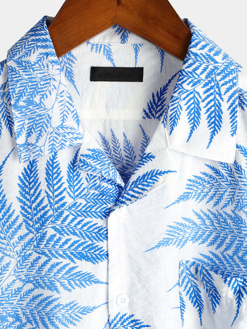 Men's Short Sleeve Chest Pocket Cotton Print Shirt