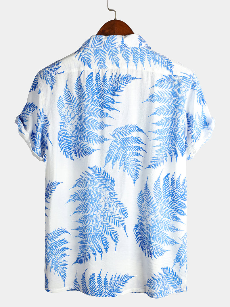 Men's Short Sleeve Chest Pocket Cotton Print Shirt