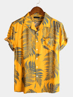 Men's Short Sleeve Chest Pocket Cotton Print Shirt