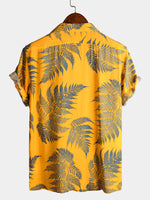 Men's Short Sleeve Chest Pocket Cotton Print Shirt