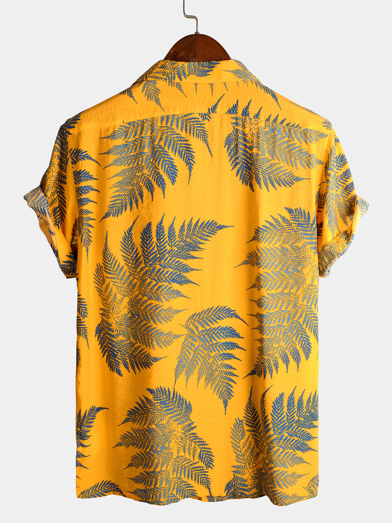 Men's Short Sleeve Chest Pocket Cotton Print Shirt
