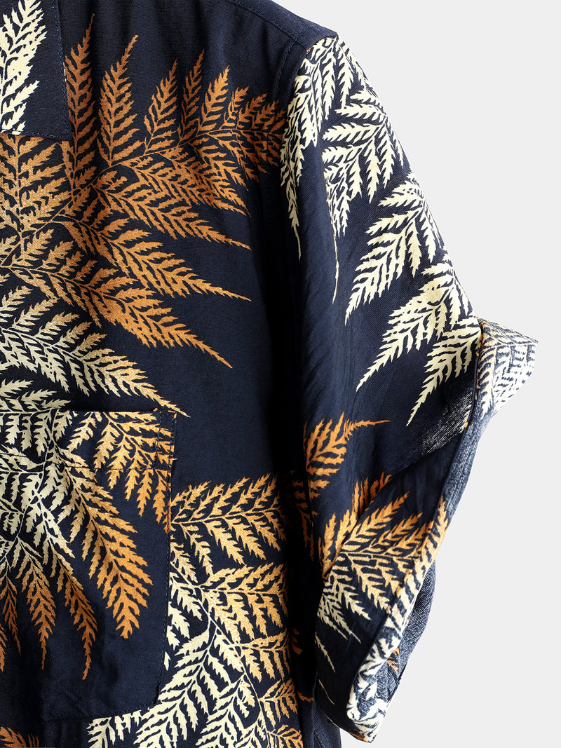 Men's Short Sleeve Chest Pocket Cotton Print Shirt