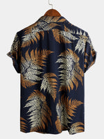 Men's Short Sleeve Chest Pocket Cotton Print Shirt