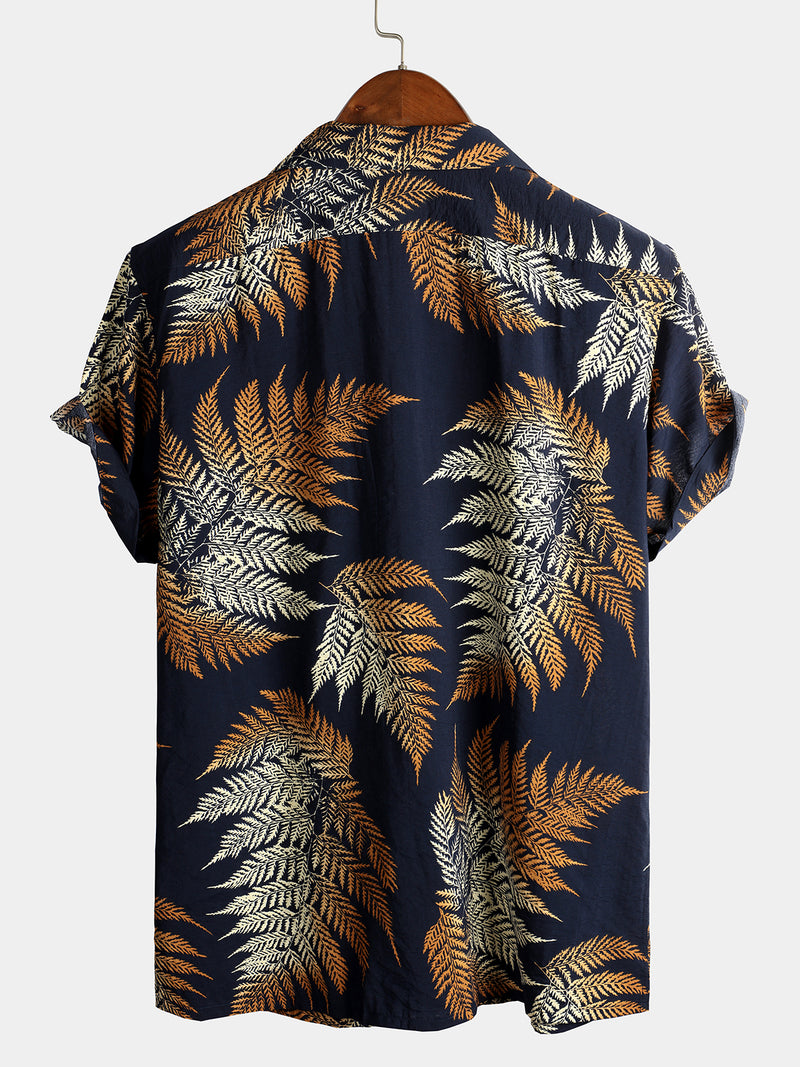 Men's Short Sleeve Chest Pocket Cotton Print Shirt