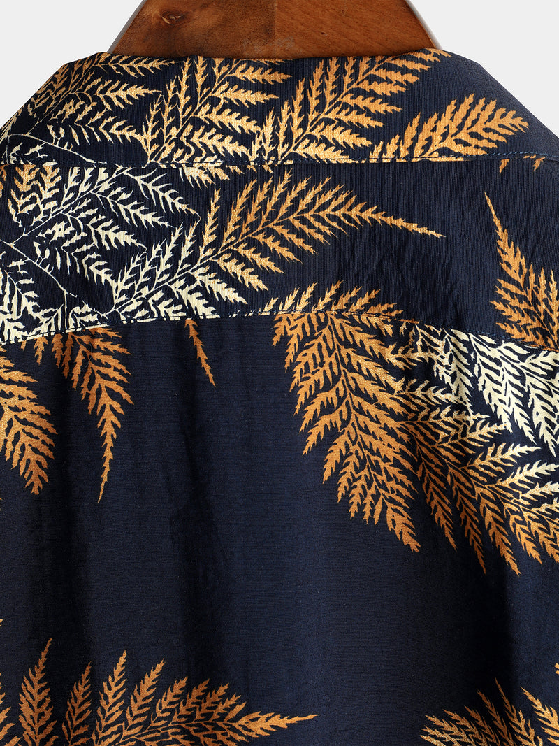 Men's Short Sleeve Chest Pocket Cotton Print Shirt