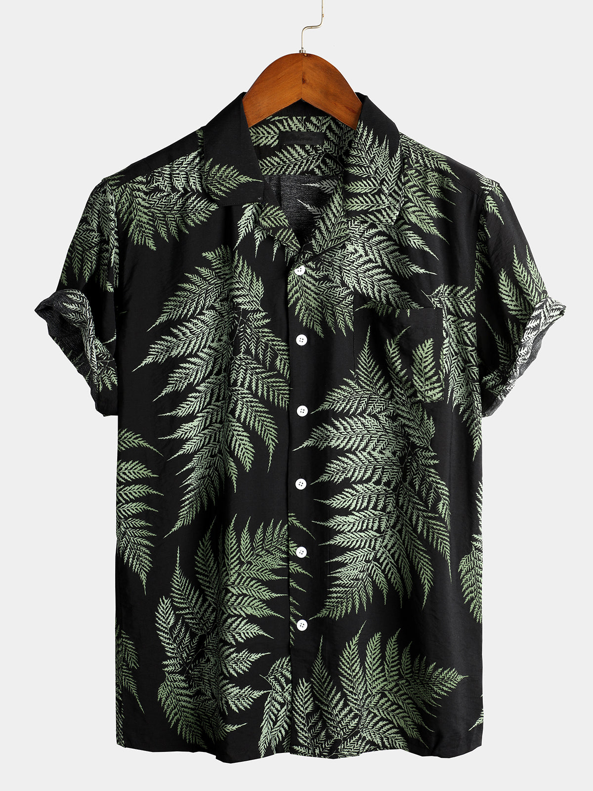 Men's Short Sleeve Chest Pocket Cotton Print Shirt