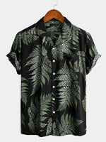 Men's Short Sleeve Chest Pocket Cotton Print Shirt