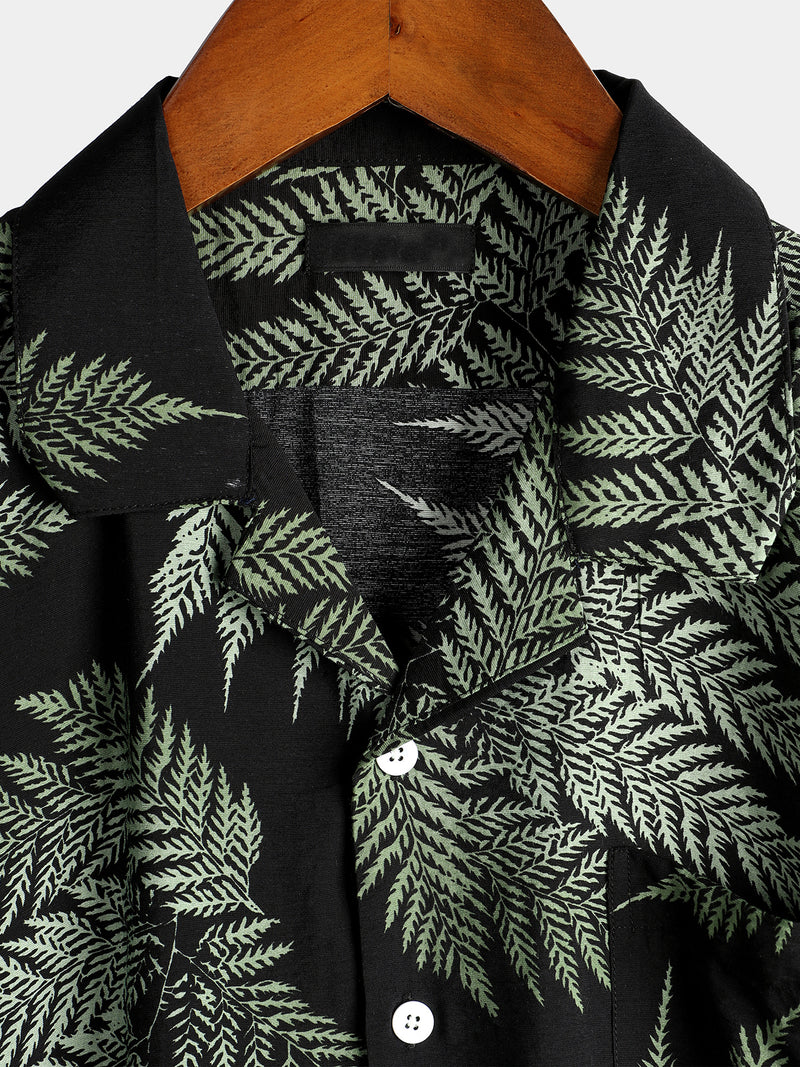 Men's Short Sleeve Chest Pocket Cotton Print Shirt