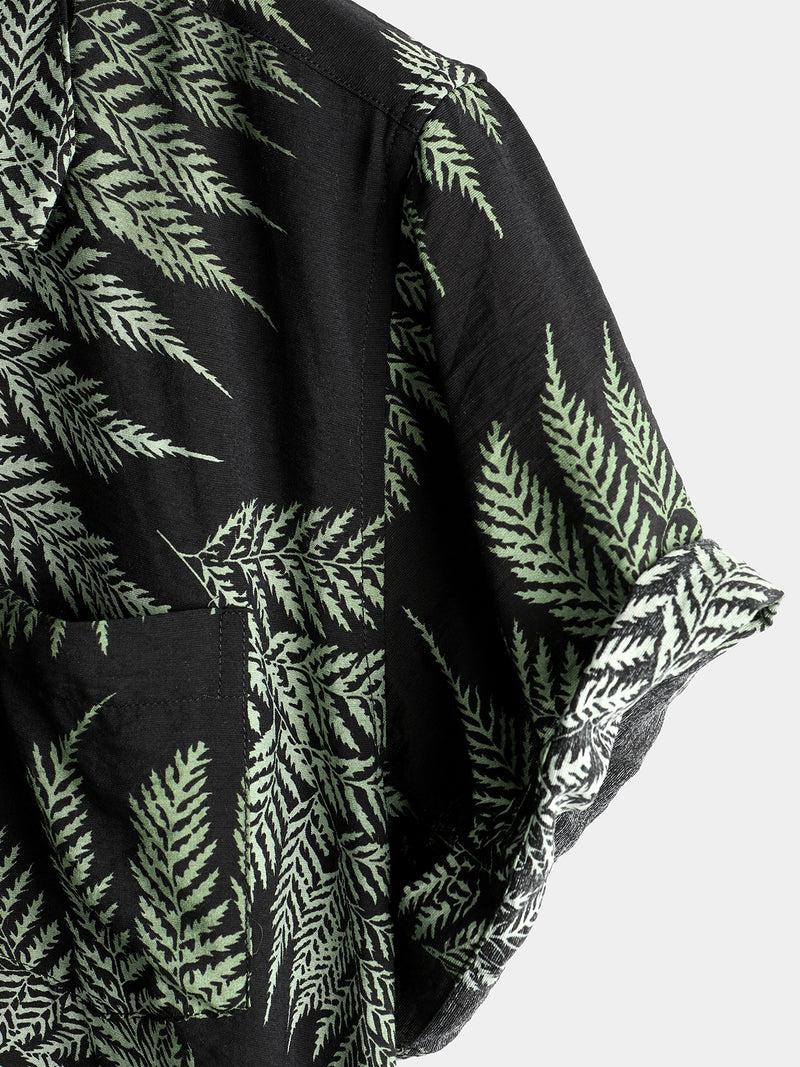 Men's Short Sleeve Chest Pocket Cotton Print Shirt
