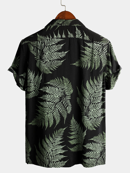 Men's Short Sleeve Chest Pocket Cotton Print Shirt