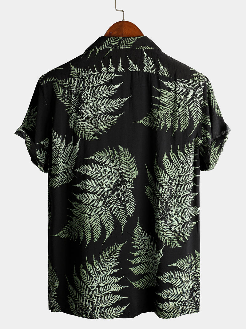 Men's Short Sleeve Chest Pocket Cotton Print Shirt