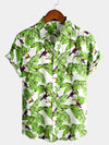 Men's Animal Holiday Tropical Pocket Short Sleeve Cotton Shirt