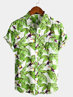 Men's Animal Holiday Tropical Pocket Short Sleeve Cotton Shirt