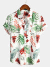 Men's Tropical Leaf Print Pocket Casual Shirt