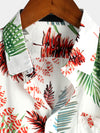 Men's Tropical Leaf Print Pocket Casual Shirt