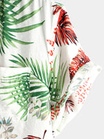 Men's Tropical Leaf Print Pocket Casual Shirt