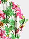 Men's Holiday Floral Print Short Sleeve Cotton Shirt