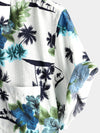 Men's White Holiday Floral Tropical Short Sleeve Cotton Shirt