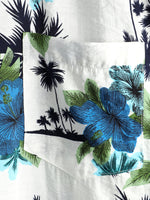 Men's White Holiday Floral Tropical Short Sleeve Cotton Shirt