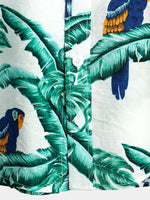 Men' Parrot Print Short Sleeve Pocket Cotton Shirt