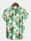 Men' Holiday Flamingo Short Sleeve Cotton Shirt