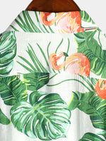 Men' Holiday Flamingo Short Sleeve Cotton Shirt