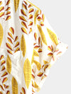 Men's Yellow Short Sleeve Holiday Cotton Shirt