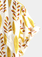 Men's Yellow Short Sleeve Holiday Cotton Shirt