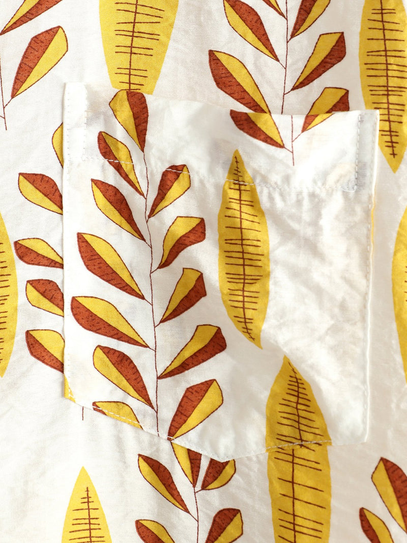 Men's Yellow Short Sleeve Holiday Cotton Shirt