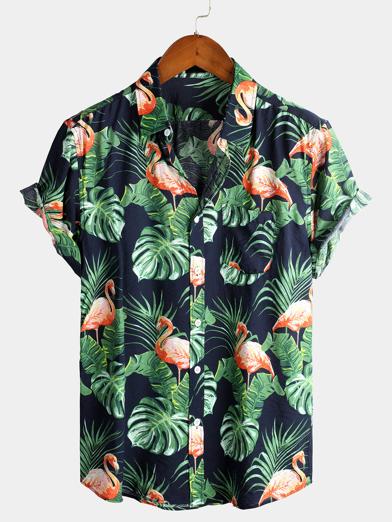 Men's Holiday Short Sleeve Cotton Shirt