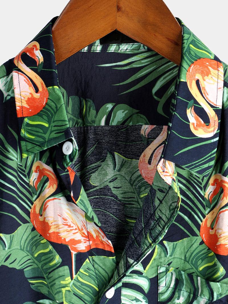 Men's Holiday Short Sleeve Cotton Shirt