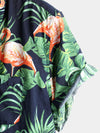 Men' Holiday Flamingo Short Sleeve Cotton Shirt