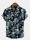 Men's White Holiday Floral Tropical Short Sleeve Cotton Shirt