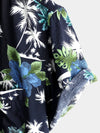Men's White Holiday Floral Tropical Short Sleeve Cotton Shirt