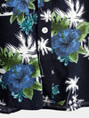 Men's White Holiday Floral Tropical Short Sleeve Cotton Shirt