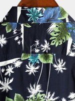 Men's White Holiday Floral Tropical Short Sleeve Cotton Shirt
