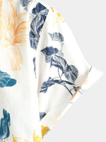 Men's Flower Print Hawaiian Casual Short Sleeve Shirt