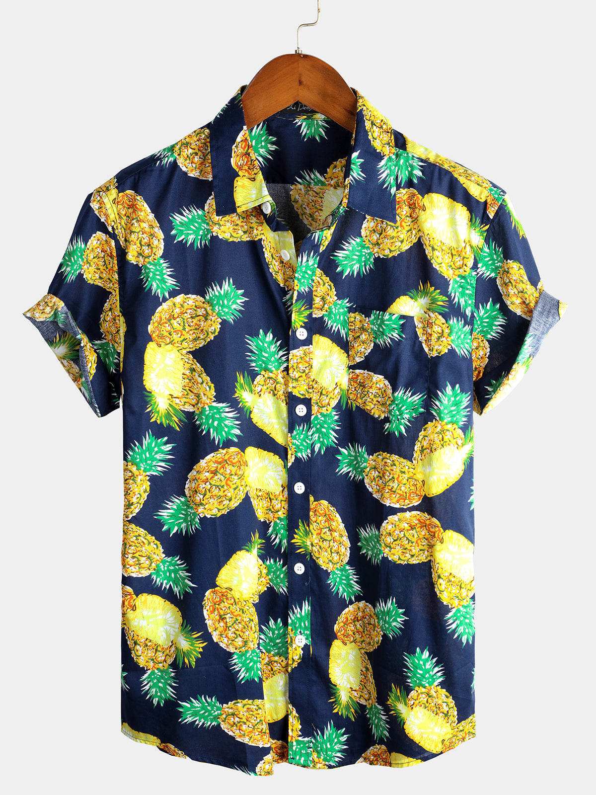 Men's Short Sleeve Pineapple Cotton Shirt