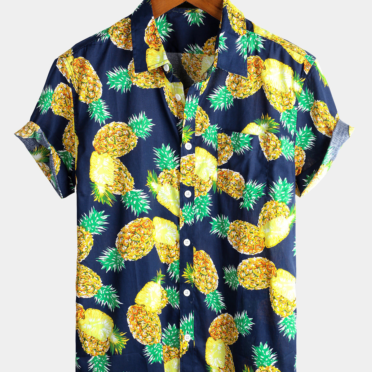 Men's Short Sleeve Pineapple Cotton Shirt