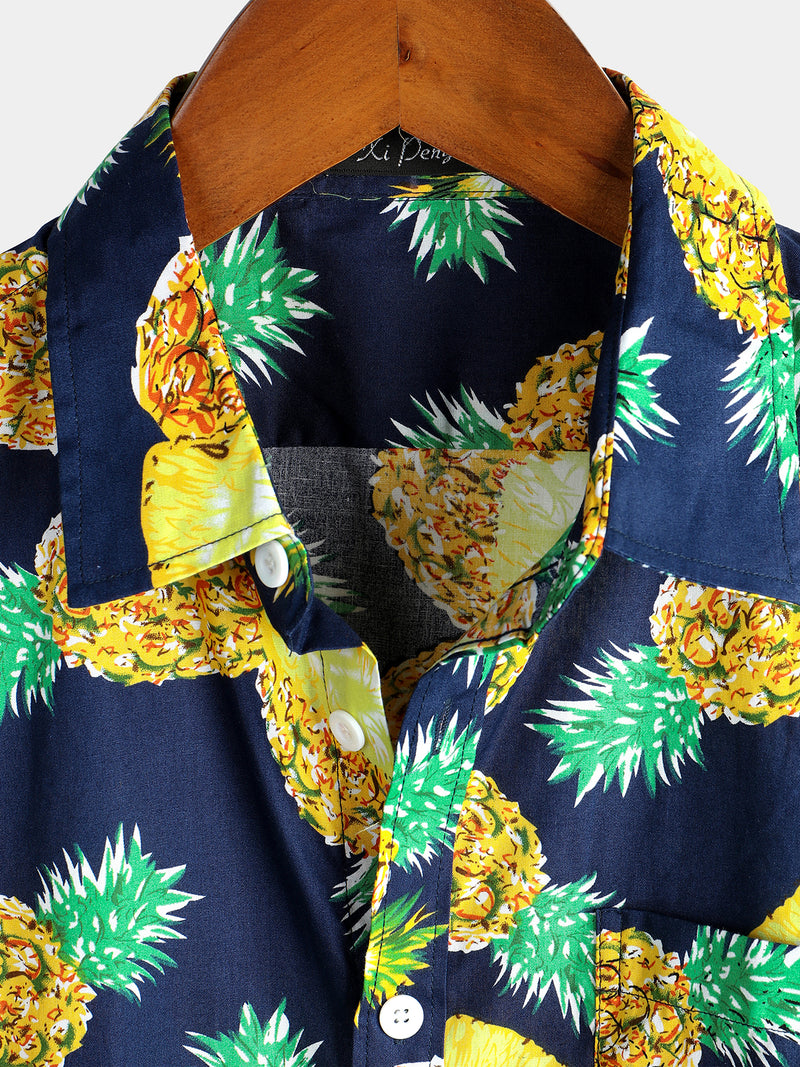 Men's Short Sleeve Pineapple Cotton Shirt